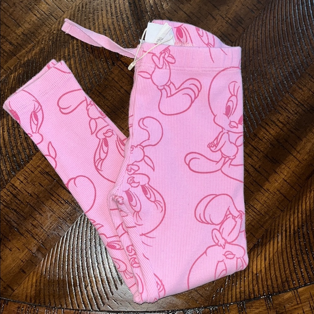 Pink Cartoon Print Kids Leggings